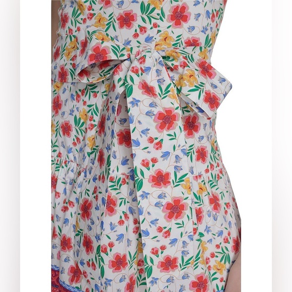 Eliza J. Floral Print Midi Dress Square Neck Sleeveless Bow - Picture 8 of 14